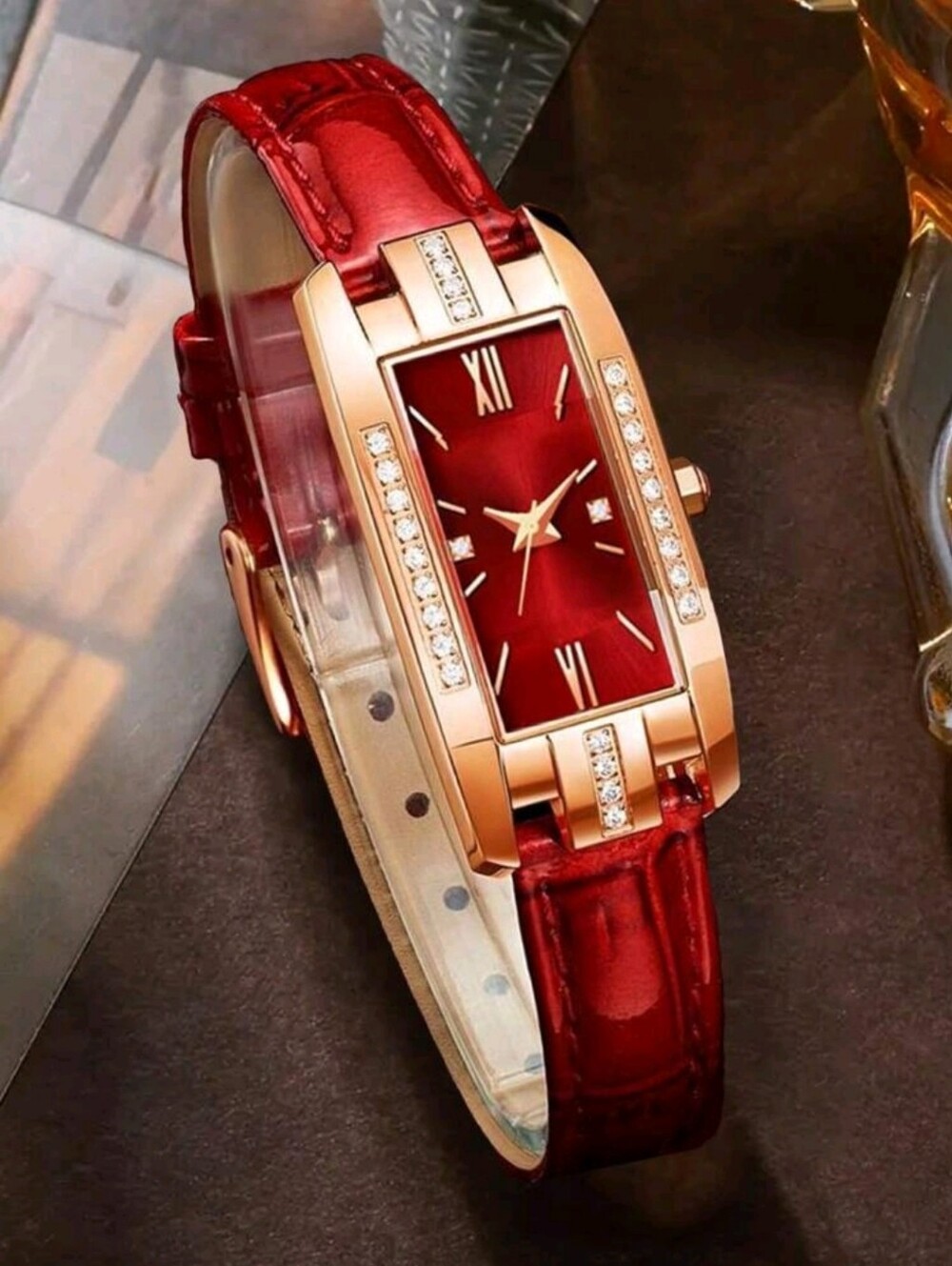 Women Rhinestone Quartz Analog Roman Numeral Watch